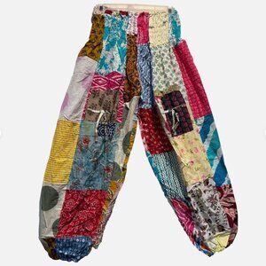 Nwt FUNKY STUFF patch boho hippie cotton pocket harem genie PANTS L